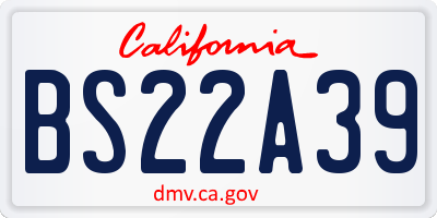 CA license plate BS22A39