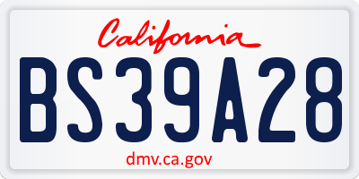 CA license plate BS39A28