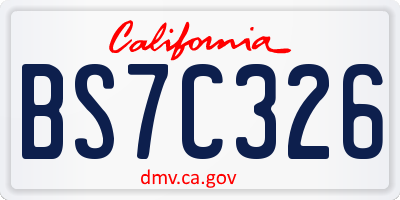 CA license plate BS7C326