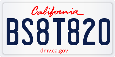 CA license plate BS8T820