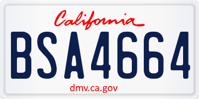 CA license plate BSA4664