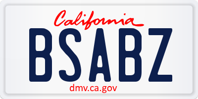 CA license plate BSABZ