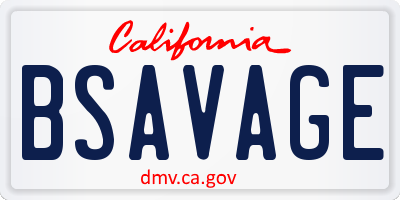 CA license plate BSAVAGE