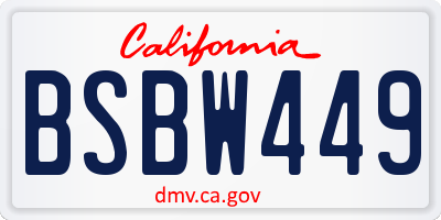 CA license plate BSBW449