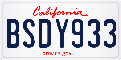 CA license plate BSDY933