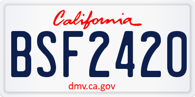 CA license plate BSF2420