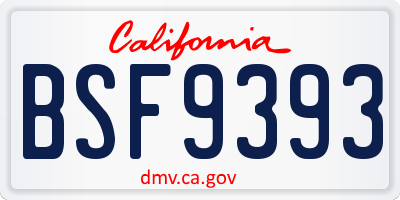 CA license plate BSF9393