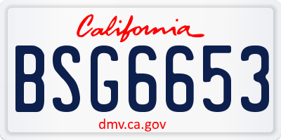 CA license plate BSG6653