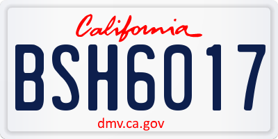 CA license plate BSH6017