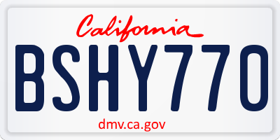 CA license plate BSHY770