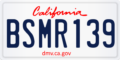 CA license plate BSMR139