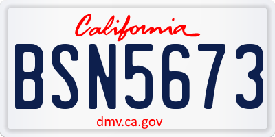 CA license plate BSN5673