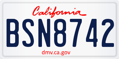 CA license plate BSN8742