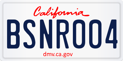 CA license plate BSNR004