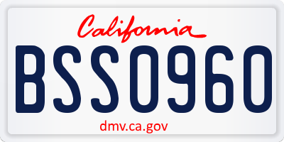 CA license plate BSS0960