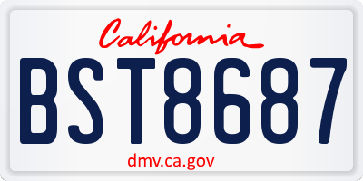 CA license plate BST8687