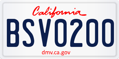 CA license plate BSV0200