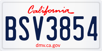 CA license plate BSV3854