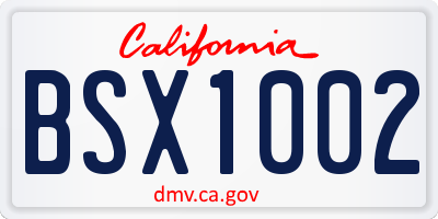 CA license plate BSX1002