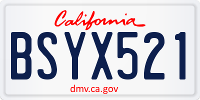 CA license plate BSYX521