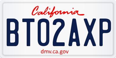 CA license plate BT02AXP