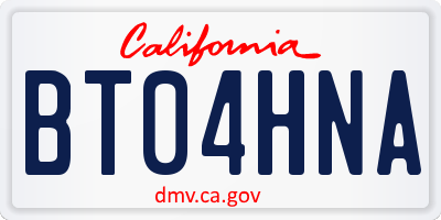 CA license plate BT04HNA