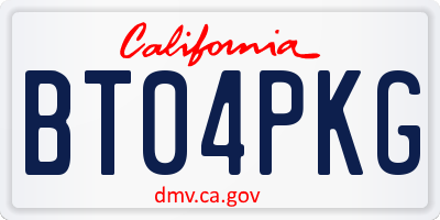 CA license plate BT04PKG