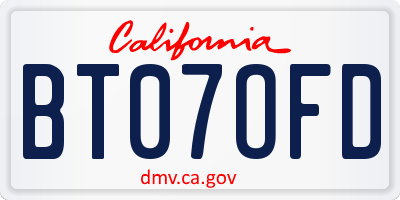 CA license plate BT07OFD