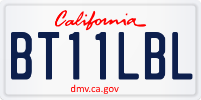 CA license plate BT11LBL