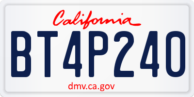 CA license plate BT4P240