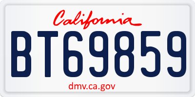 CA license plate BT69859