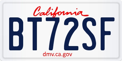 CA license plate BT72SF