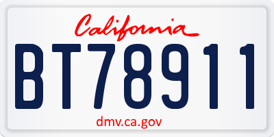 CA license plate BT78911