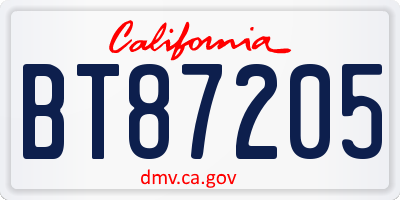 CA license plate BT87205