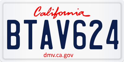 CA license plate BTAV624