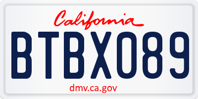 CA license plate BTBX089