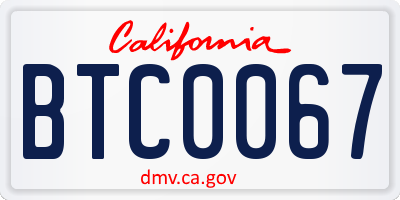 CA license plate BTC0067