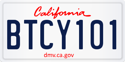 CA license plate BTCY101