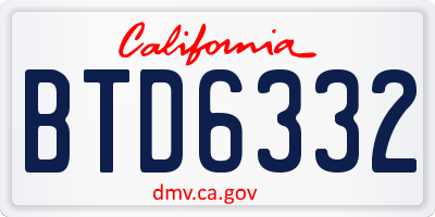 CA license plate BTD6332