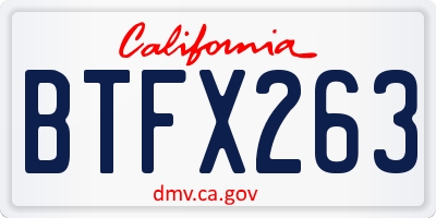 CA license plate BTFX263