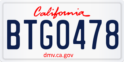 CA license plate BTG0478