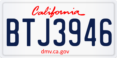 CA license plate BTJ3946