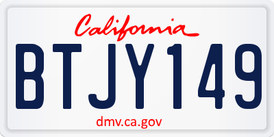 CA license plate BTJY149