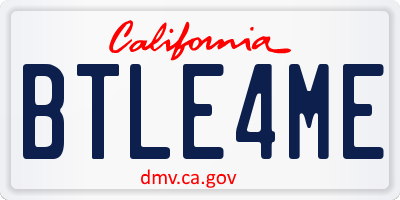 CA license plate BTLE4ME