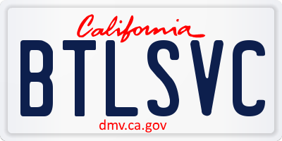 CA license plate BTLSVC