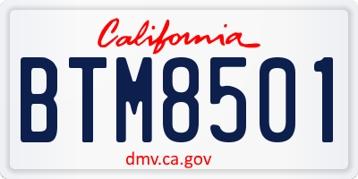 CA license plate BTM8501