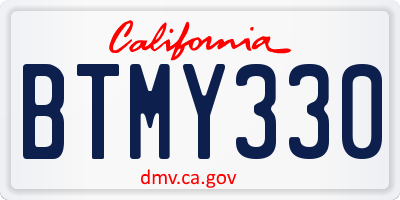 CA license plate BTMY330