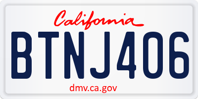 CA license plate BTNJ406