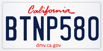 CA license plate BTNP580