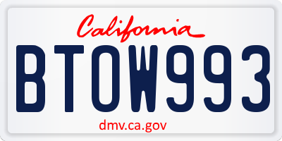 CA license plate BTOW993